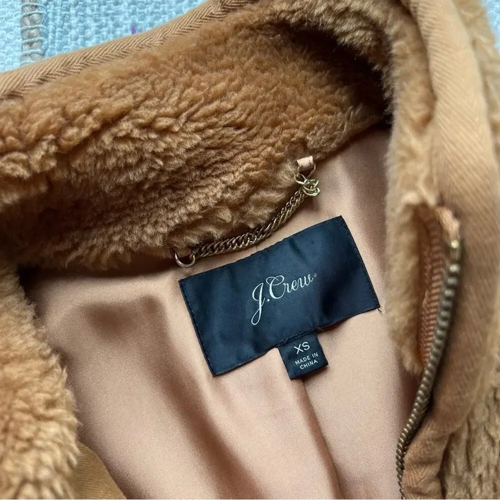 J. Crew Teddy Jacket in Camel Brown